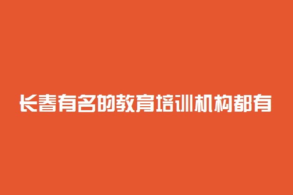 长春有名的教育培训机构都有哪些