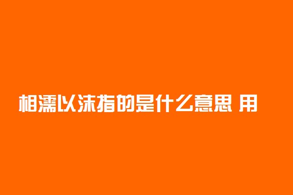 相濡以沫指的是什么意思 用法是什么