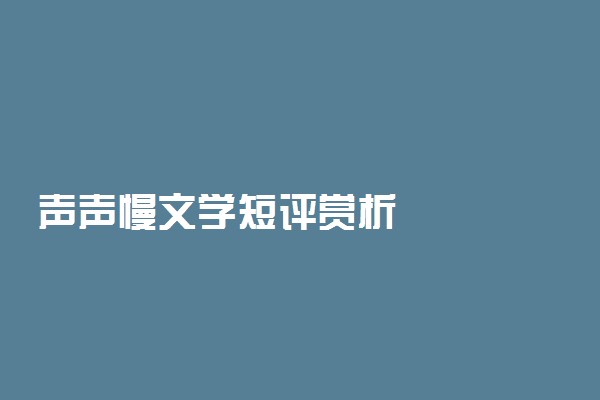 声声慢文学短评赏析