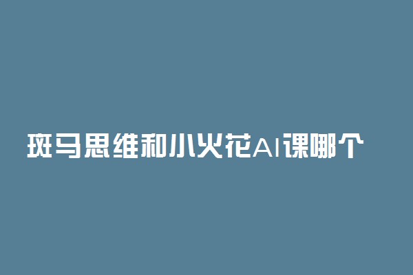 斑马思维和小火花AI课哪个好