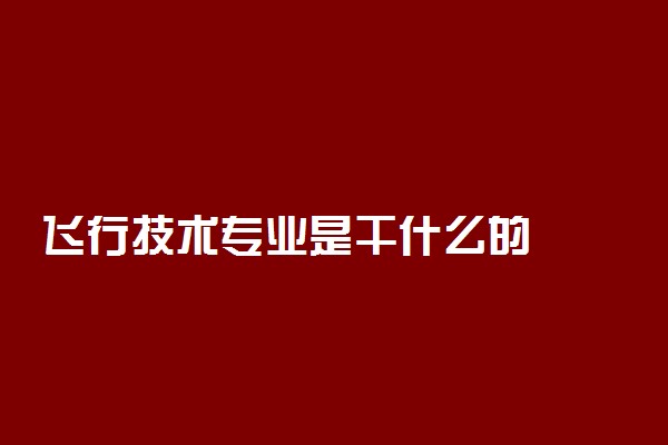 飞行技术专业是干什么的