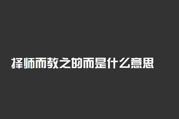 择师而教之的而是什么意思