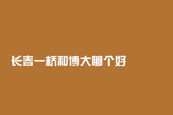 长春一桥和博大哪个好