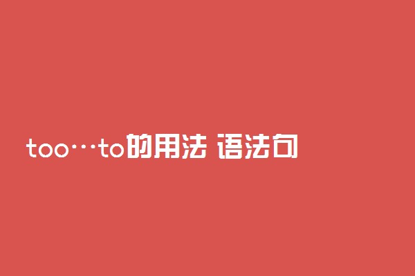 too…to的用法 语法句型转换