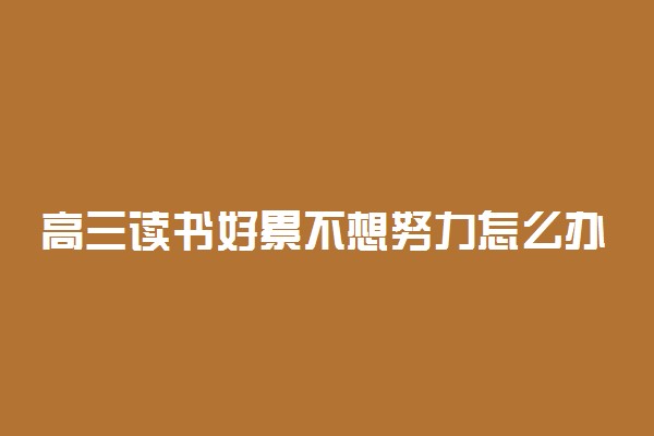 高三读书好累不想努力怎么办