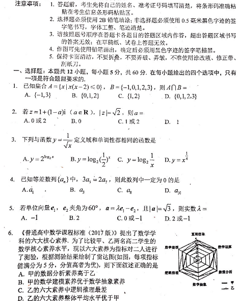 2021吉林高考理科数学押题卷及答案