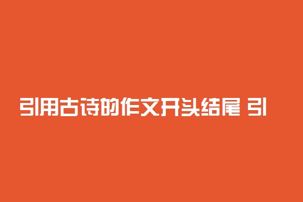 引用古诗的作文开头结尾 引用经典诗句的作用