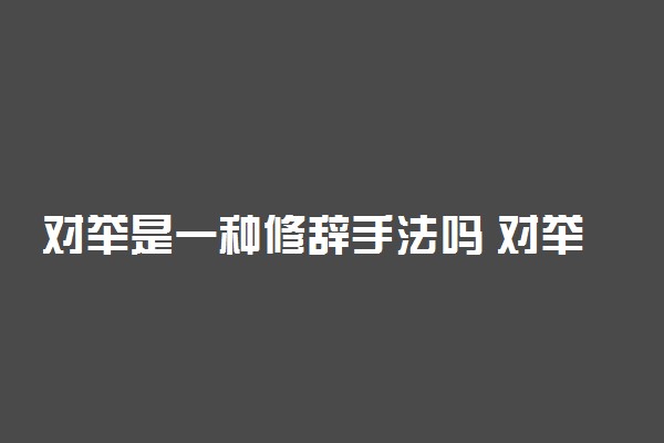 对举是一种修辞手法吗 对举的含义