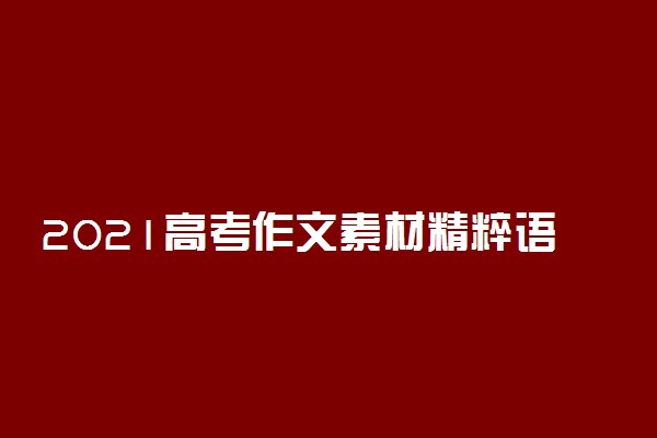 2021高考作文素材精粹语段汇编