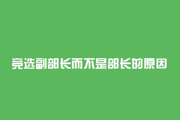 竞选副部长而不是部长的原因有哪些