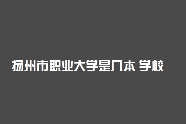 扬州市职业大学是几本 学校怎么样