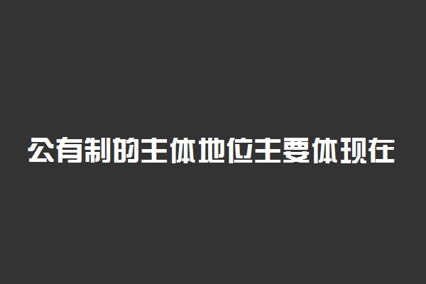公有制的主体地位主要体现在哪些方面