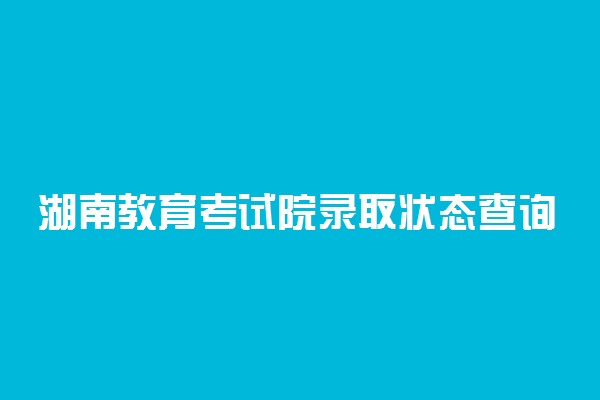 湖南教育考试院录取状态查询入口