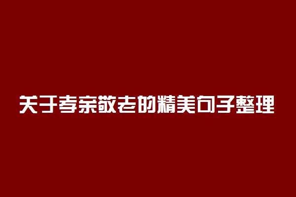 关于孝亲敬老的精美句子整理