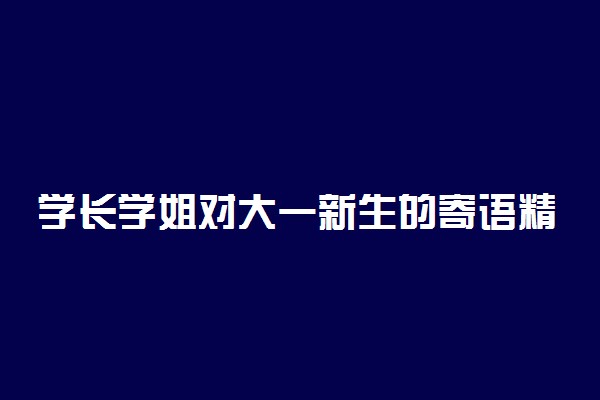 学长学姐对大一新生的寄语精选