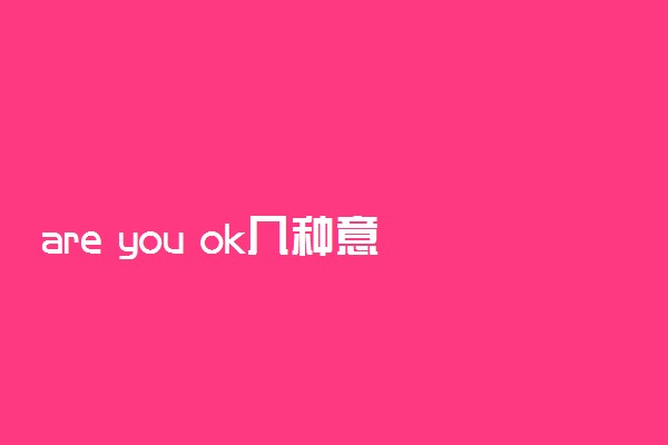 are you ok几种意思