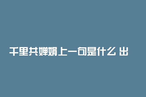 千里共婵娟上一句是什么 出自哪首词