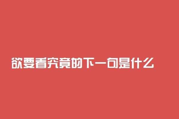 欲要看究竟的下一句是什么