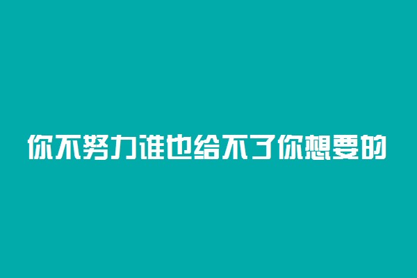 你不努力谁也给不了你想要的生活