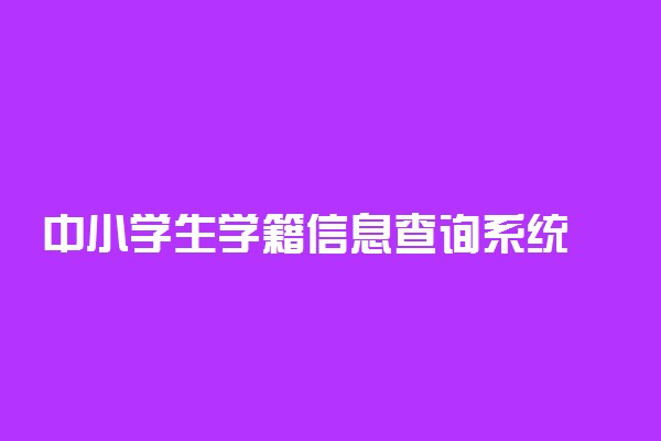 中小学生学籍信息查询系统 在哪查