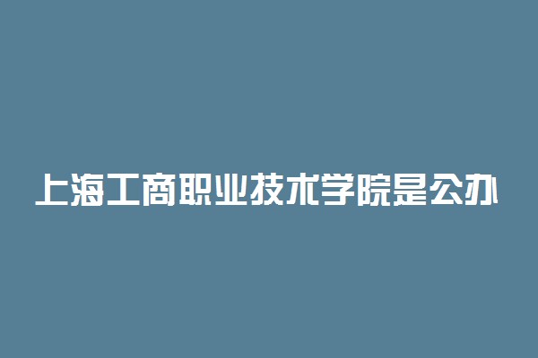 上海工商职业技术学院是公办还是民办