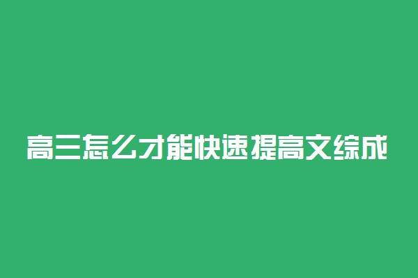 高三怎么才能快速提高文综成绩