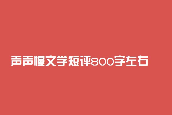 声声慢文学短评800字左右范文