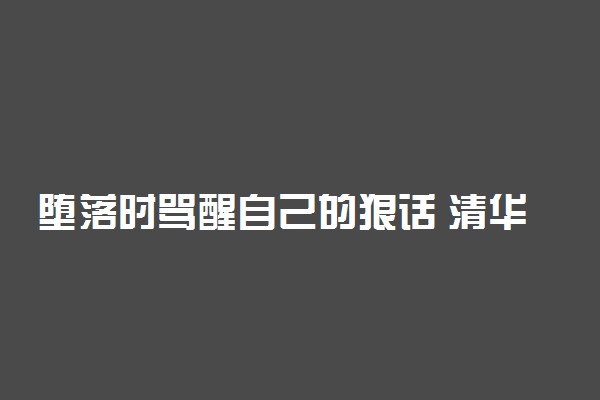 堕落时骂醒自己的狠话 清华骂醒高三的一段话