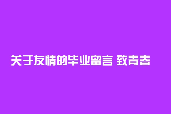 关于友情的毕业留言 致青春的唯美句子