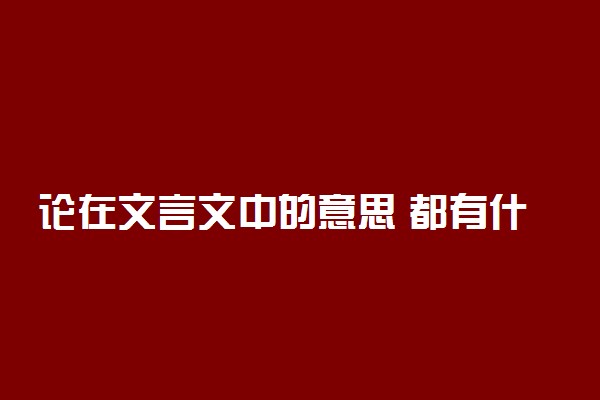 论在文言文中的意思 都有什么含义