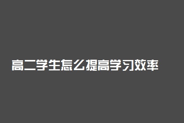 高二学生怎么提高学习效率