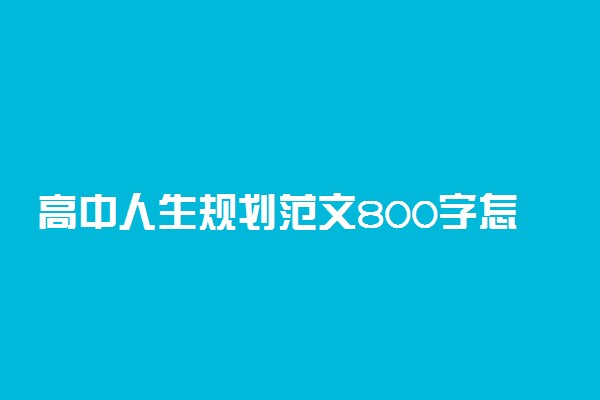 高中人生规划范文800字怎么写