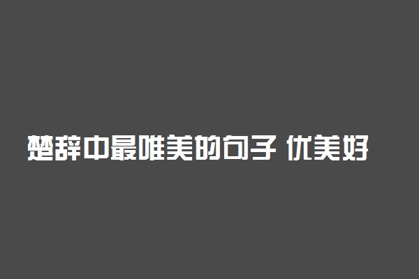 楚辞中最唯美的句子 优美好句集锦