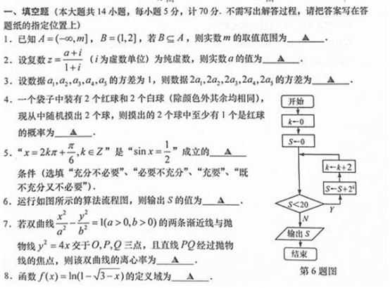2022年江苏高考数学模拟试题