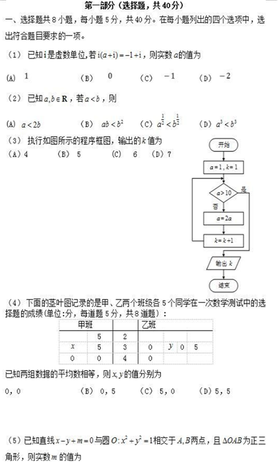 2022年河南高考文科数学模拟试题含答案