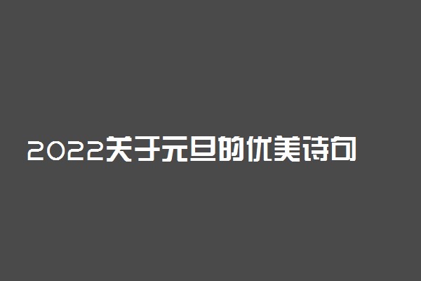 2022关于元旦的优美诗句 庆祝元旦的句子
