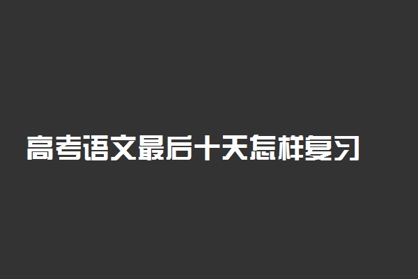 高考语文最后十天怎样复习