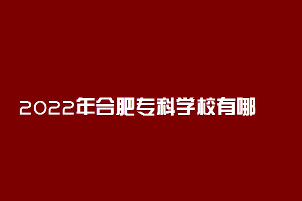 2022年合肥专科学校有哪些 最新高职院校名单