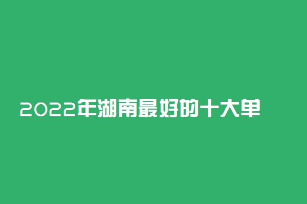 2022年湖南最好的十大单招学校