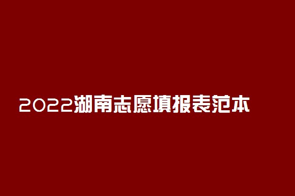 2022湖南志愿填报表范本