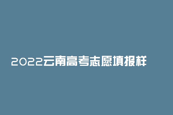2022云南高考志愿填报样表 志愿如何填报