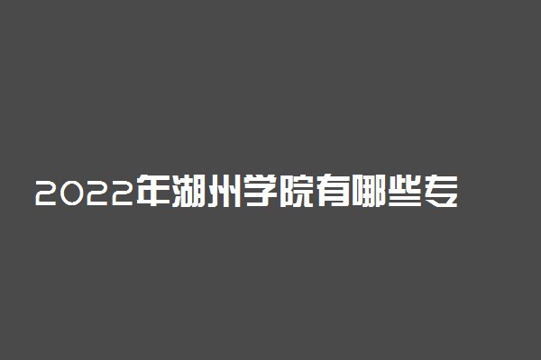 2022年湖州学院有哪些专业 开设专业名单