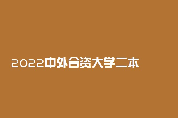 2022中外合资大学二本 都有哪些院校