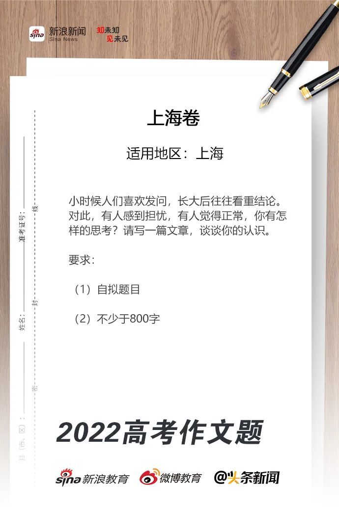 2022年上海高考作文题目是啥？附历年上海高考作文题目