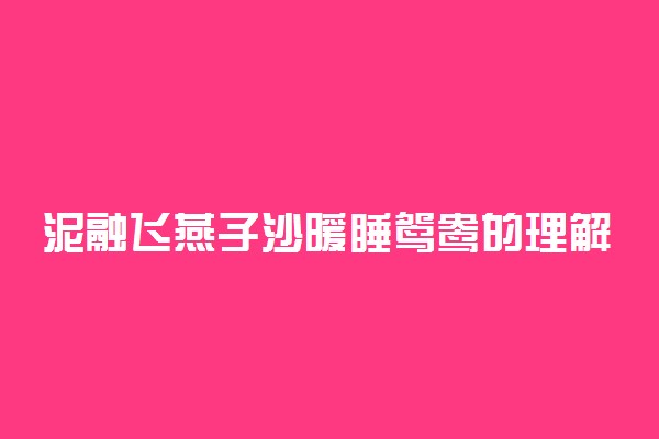泥融飞燕子沙暖睡鸳鸯的理解 出自哪首诗句