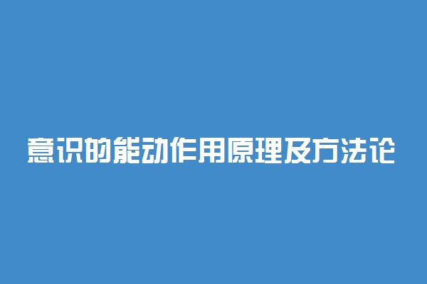 意识的能动作用原理及方法论