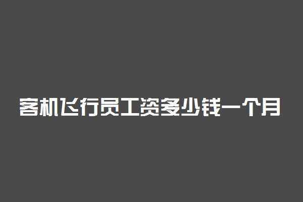 客机飞行员工资多少钱一个月 真实薪资水平