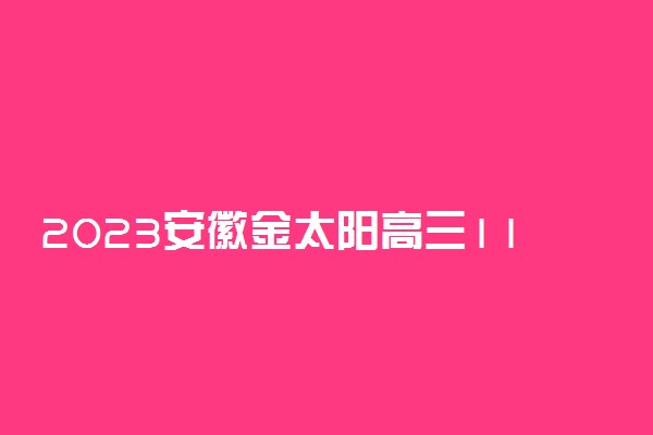 2023安徽金太阳高三11月联考各科试卷及参考答案解析汇总