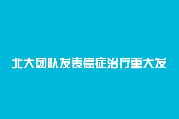 北大团队发表癌症治疗重大发现 具体怎么回事