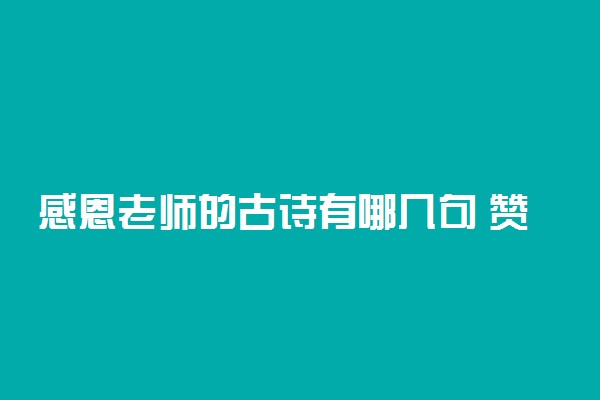 感恩老师的古诗有哪几句 赞美老师的诗句整理